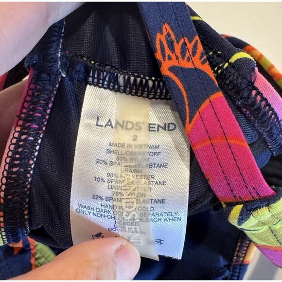 Lands End Size 2 Twist Front Floral Bikini Top Underwire Hawaiin Tropical Print - Picture 7 of 7
